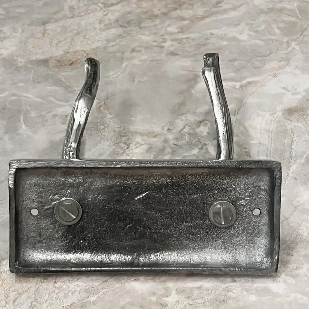 Double Antler Horn Inspired Hook Coat Hanger Western Home Decor Metal